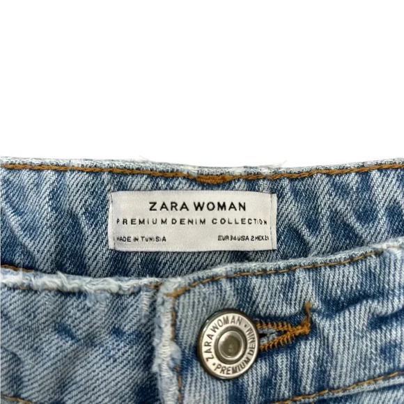 Zara Distressed Destroyed Mixed Patchwork Festival Customized Premium Jeans Sz 2 - Picture 5 of 13